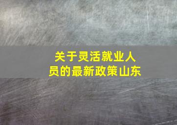 关于灵活就业人员的最新政策山东