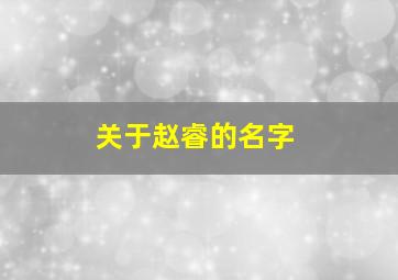 关于赵睿的名字