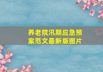 养老院汛期应急预案范文最新版图片