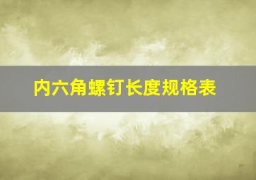 内六角螺钉长度规格表