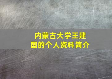 内蒙古大学王建国的个人资料简介