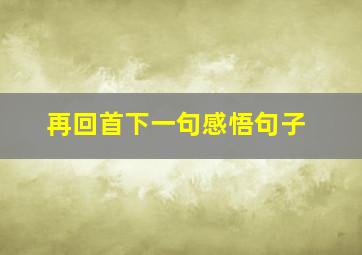 再回首下一句感悟句子