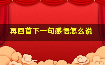 再回首下一句感悟怎么说