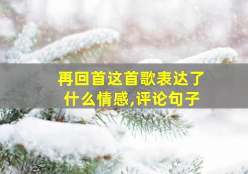 再回首这首歌表达了什么情感,评论句子