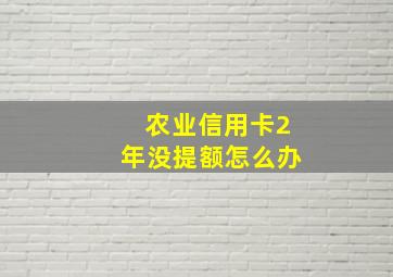 农业信用卡2年没提额怎么办