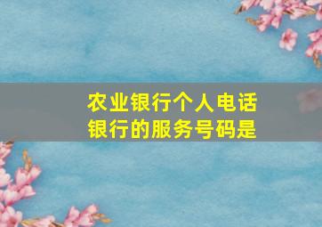 农业银行个人电话银行的服务号码是