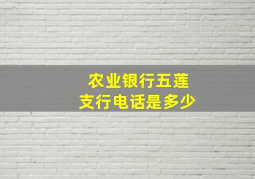 农业银行五莲支行电话是多少