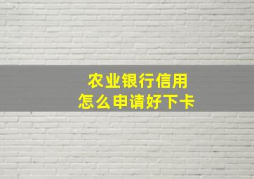 农业银行信用怎么申请好下卡