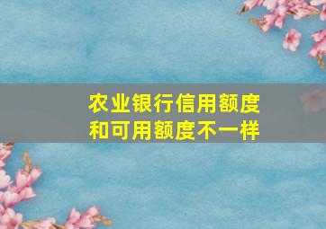 农业银行信用额度和可用额度不一样