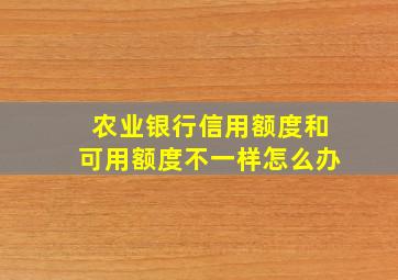 农业银行信用额度和可用额度不一样怎么办