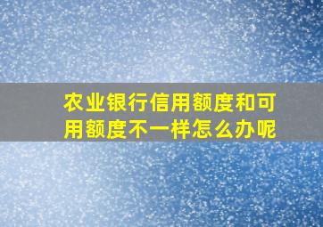 农业银行信用额度和可用额度不一样怎么办呢