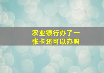 农业银行办了一张卡还可以办吗