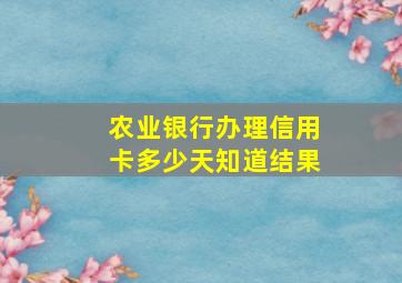 农业银行办理信用卡多少天知道结果