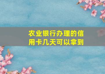 农业银行办理的信用卡几天可以拿到