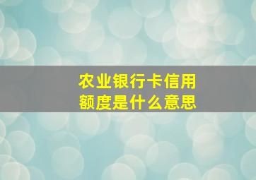 农业银行卡信用额度是什么意思