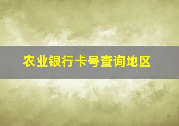 农业银行卡号查询地区