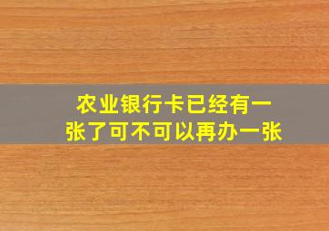 农业银行卡已经有一张了可不可以再办一张