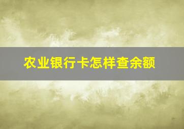 农业银行卡怎样查余额