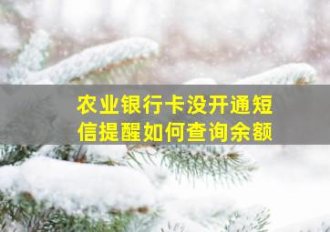 农业银行卡没开通短信提醒如何查询余额