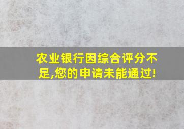 农业银行因综合评分不足,您的申请未能通过!