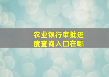 农业银行审批进度查询入口在哪