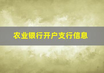 农业银行开户支行信息