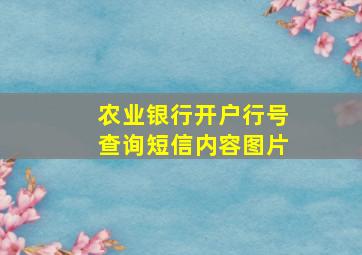 农业银行开户行号查询短信内容图片