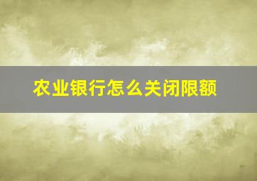 农业银行怎么关闭限额