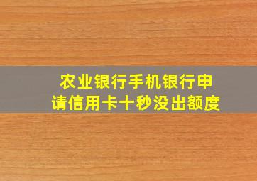 农业银行手机银行申请信用卡十秒没出额度