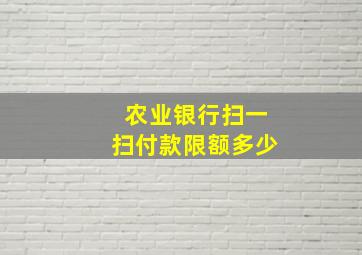 农业银行扫一扫付款限额多少