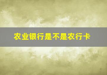 农业银行是不是农行卡