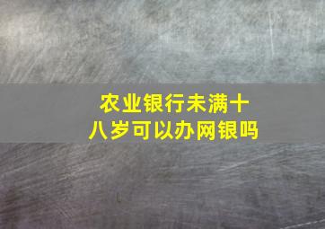 农业银行未满十八岁可以办网银吗