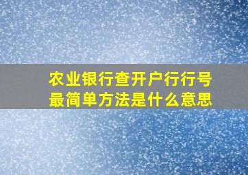 农业银行查开户行行号最简单方法是什么意思