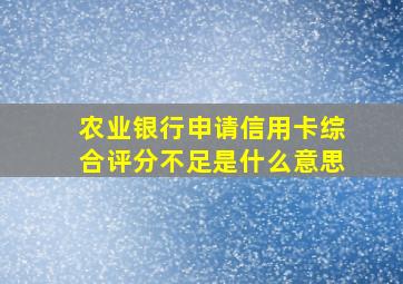 农业银行申请信用卡综合评分不足是什么意思