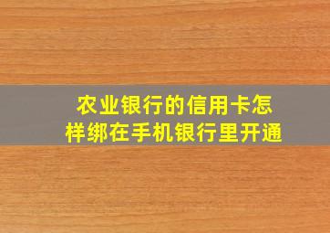 农业银行的信用卡怎样绑在手机银行里开通