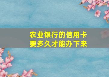 农业银行的信用卡要多久才能办下来