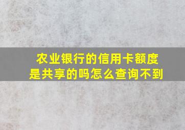 农业银行的信用卡额度是共享的吗怎么查询不到