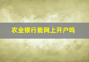 农业银行能网上开户吗