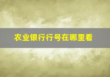 农业银行行号在哪里看