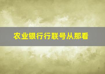 农业银行行联号从那看