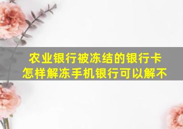 农业银行被冻结的银行卡怎样解冻手机银行可以解不