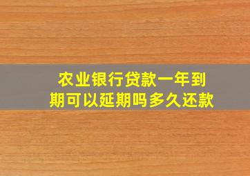 农业银行贷款一年到期可以延期吗多久还款