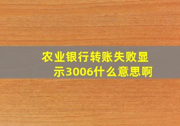 农业银行转账失败显示3006什么意思啊