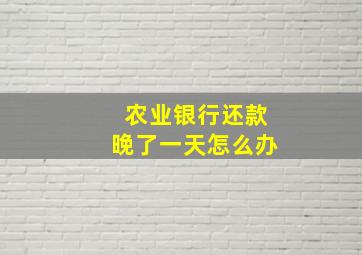 农业银行还款晚了一天怎么办