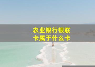 农业银行银联卡属于什么卡