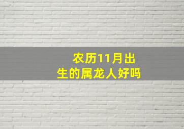 农历11月出生的属龙人好吗