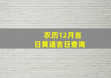 农历12月吉日黄道吉日查询