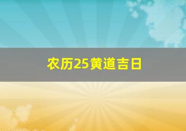 农历25黄道吉日