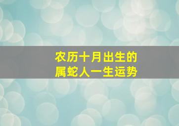 农历十月出生的属蛇人一生运势