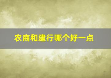 农商和建行哪个好一点